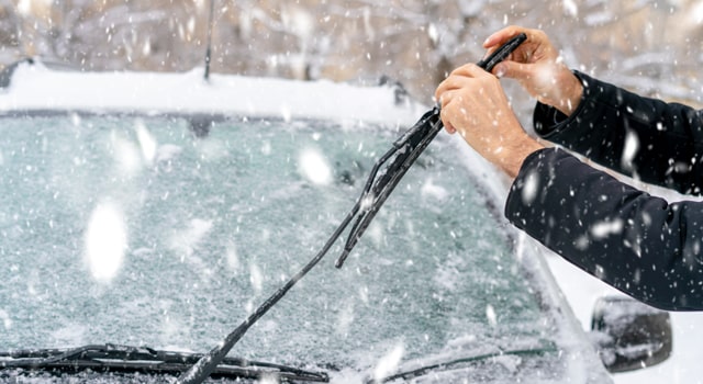 Car Wiper Blades Clean Snow From Car Windows Flakes Of Snow Covered The Car  With A Thick Layer Safe Driving With Working Wipers And Clean Windshield  Stock Photo - Download Image Now 