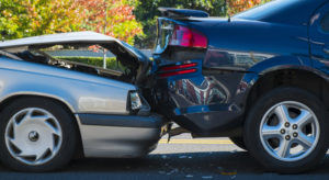 Two cars in front to rear accident