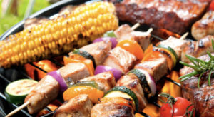 close up of food on grill