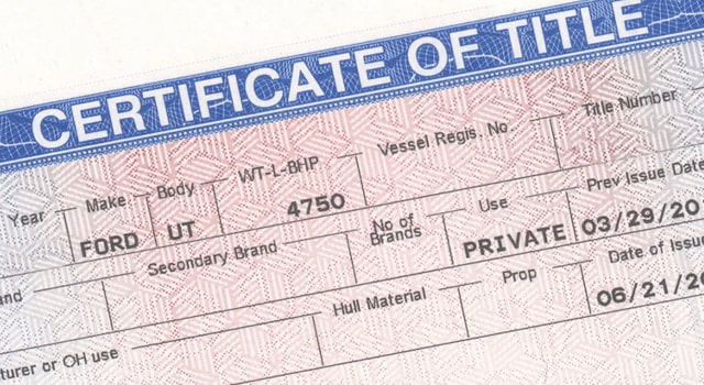 Auto Insurance And The Title To A Car In New Jersey