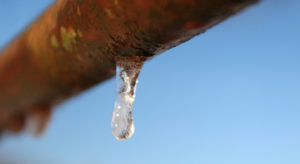 frozen pipe with ice