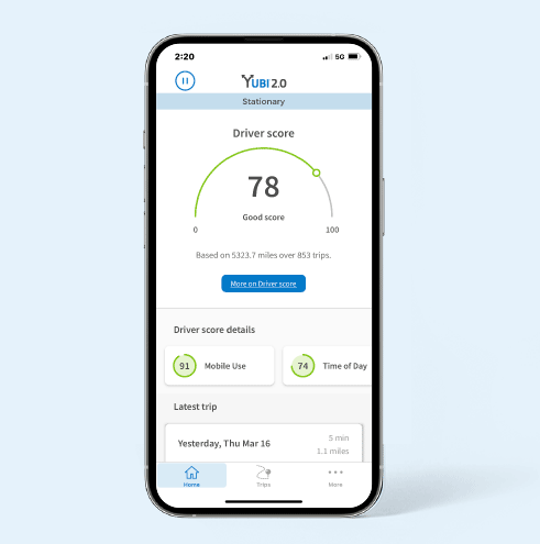 screenshot of the YUBI app on mobile phone