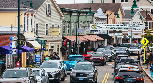 Cars with insurance on a Connecticut street