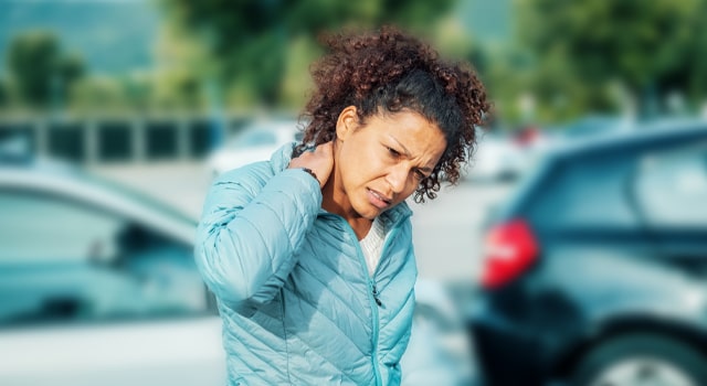 Young woman after an accident in the non no fault state Connecticut