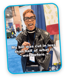 African American woman with black eye glasses in mid sentence at teachers convention