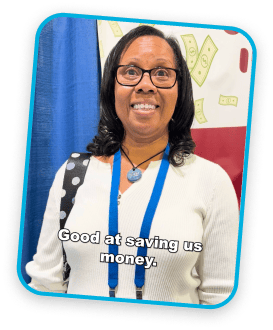 woman talking about teachers insurance of NJ at teachers convention