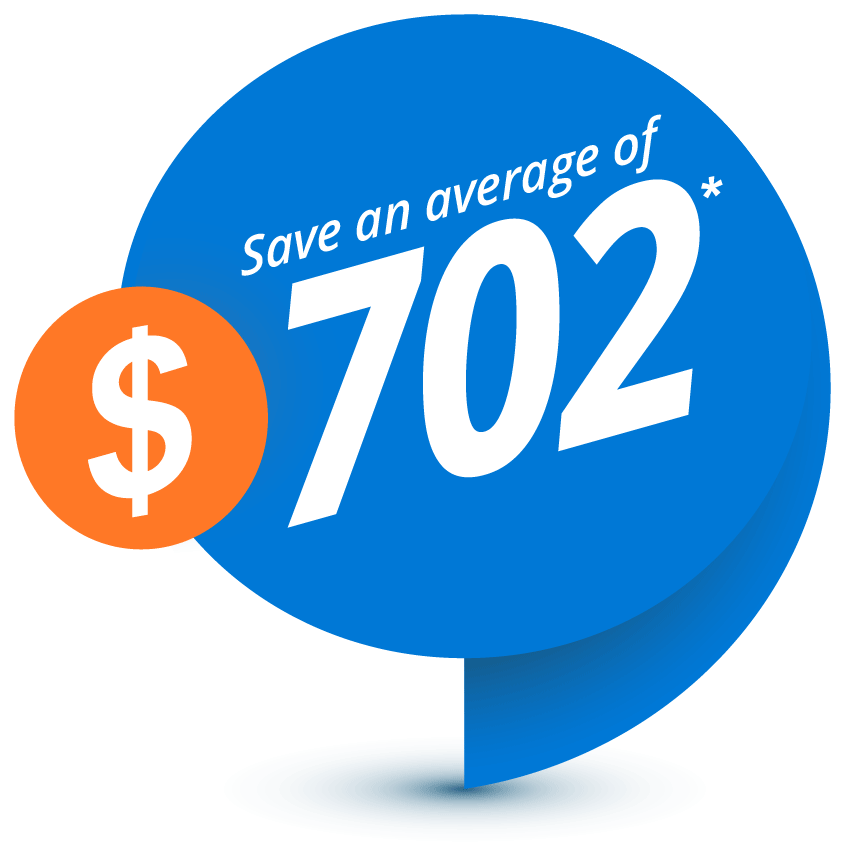 Quote bubble that reads "save an average of $702"
