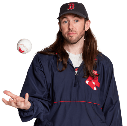 Boston Red Sox fan catching baseball