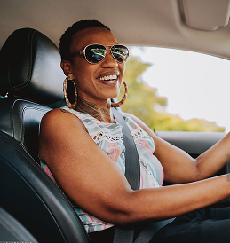 close up of woman with seatbelt on